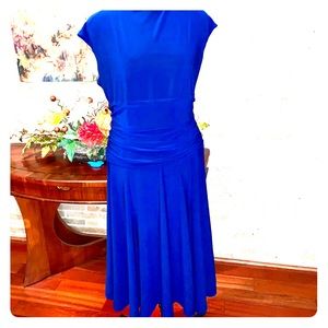 Flattering royal blue dress with ruching